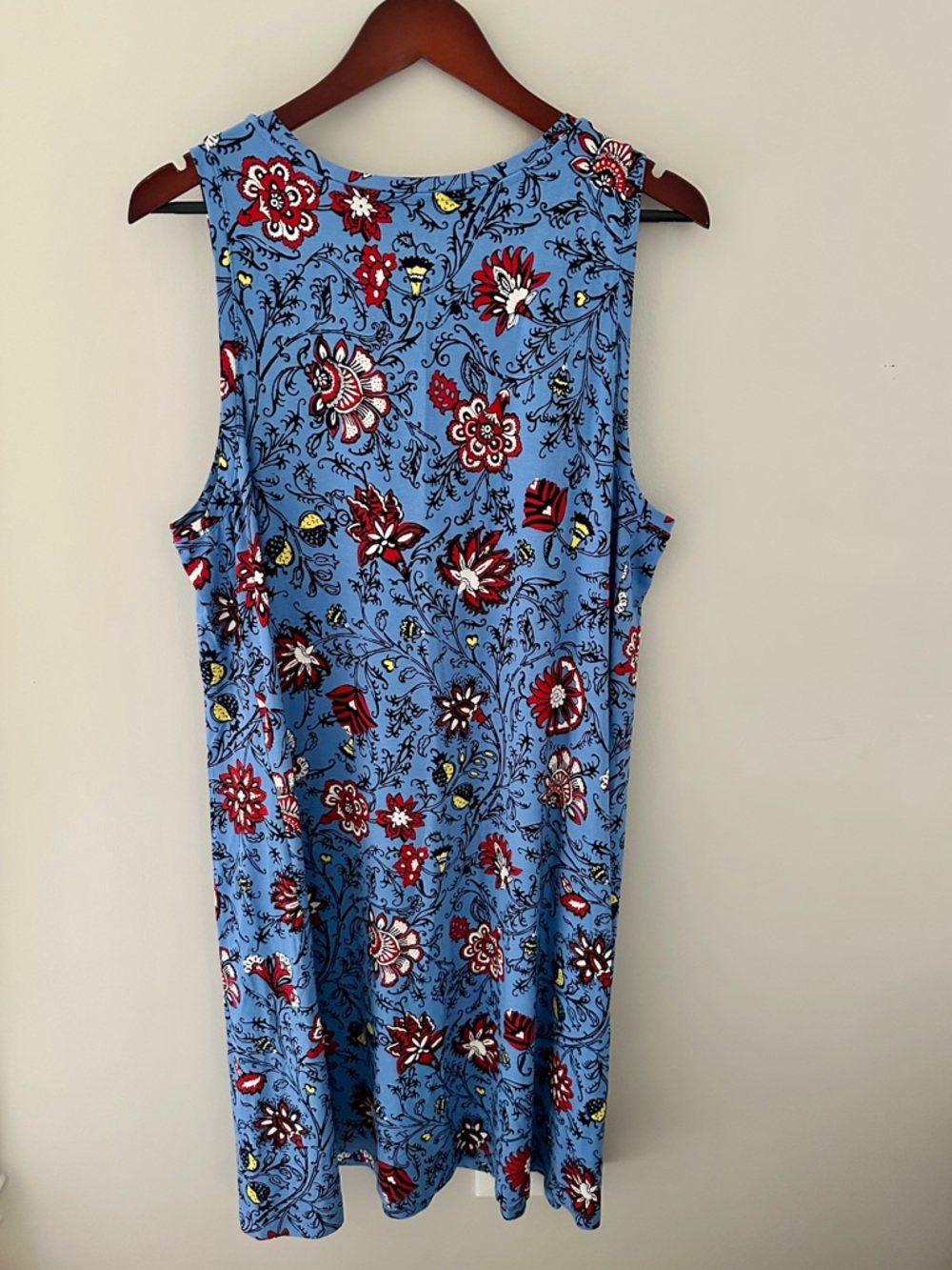 LOFT Blue Floral Sleeveless Swing Dress Sz XXL - Picture 4 of 6
